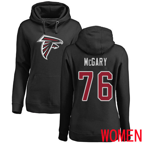 Atlanta Falcons Black Women Kaleb McGary Name And Number Logo NFL Football #76 Pullover Hoodie Sweatshirts->women nfl jersey->Women Jersey
